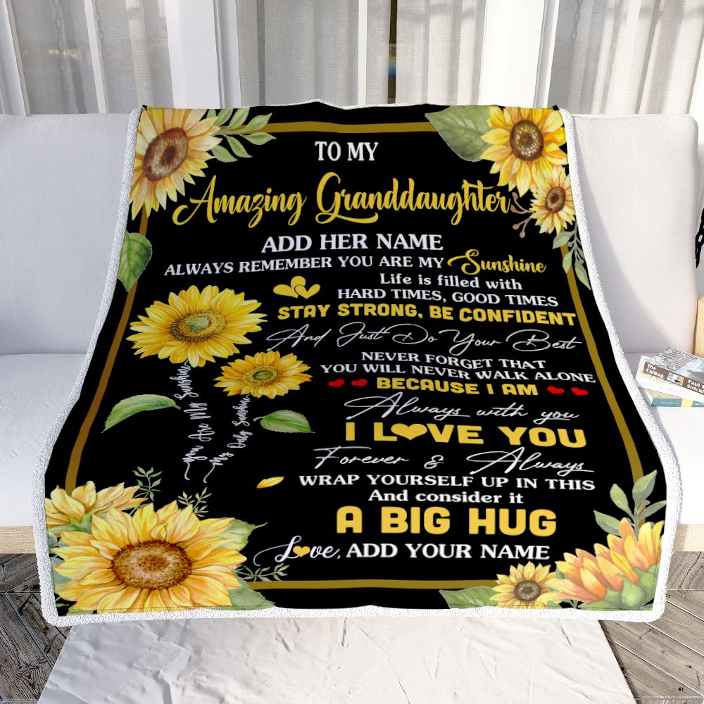 Personalized To My Amazing Granddaughter Sunflower Blanket From Grandma Grandpa My Sunshine Granddaughter Birthday Gifts Graduation Christmas Fleece Blanket | siriusteestore