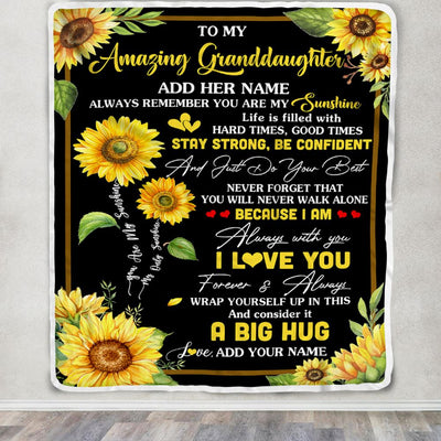 Personalized To My Amazing Granddaughter Sunflower Blanket From Grandma Grandpa My Sunshine Granddaughter Birthday Gifts Graduation Christmas Fleece Blanket | siriusteestore