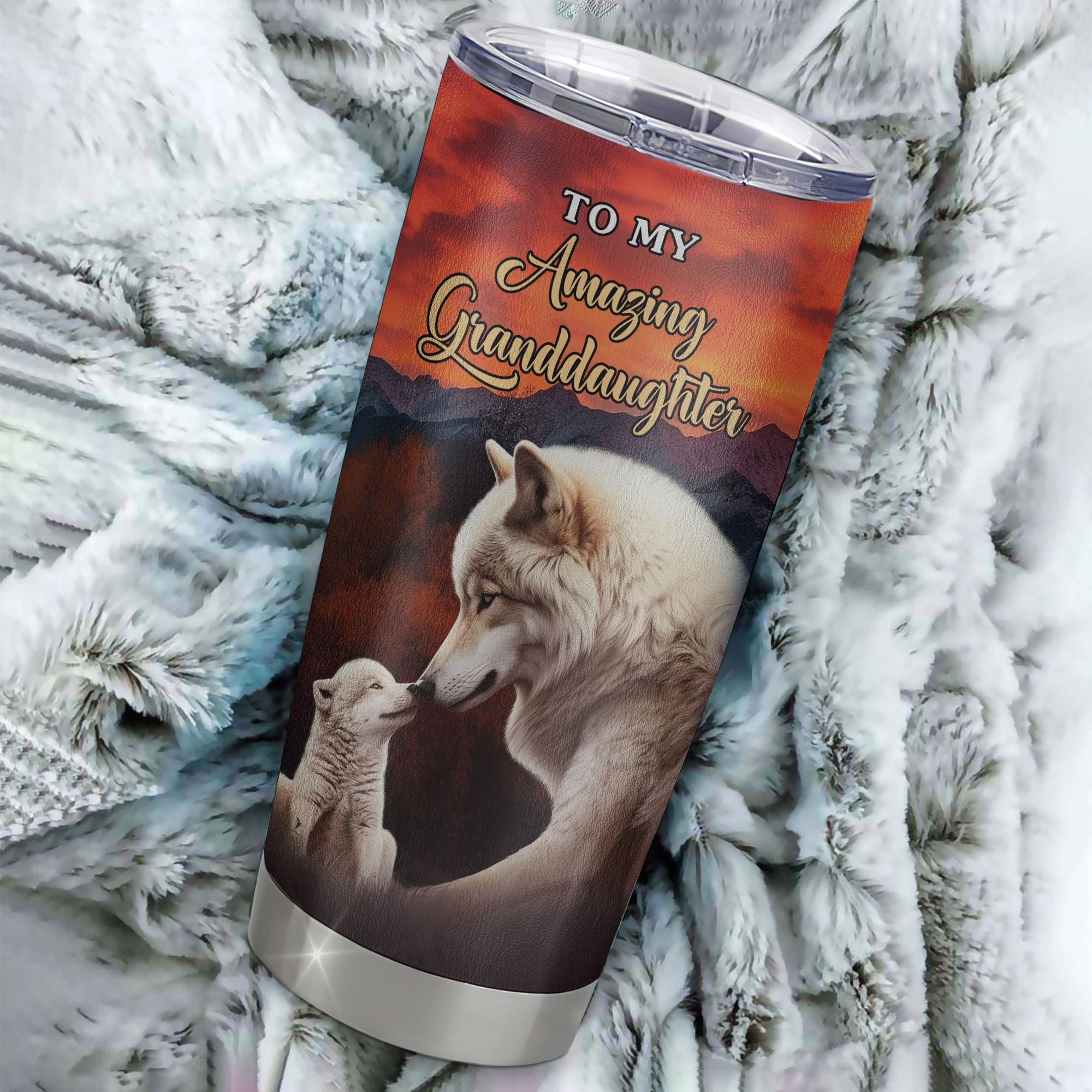 Personalized To My Amazing Granddaughter Tumbler From Grandma Grandpa Never Forget I Love You Wolf Granddaughter Birthday Gifts Graduation Christmas Travel Mug | siriusteestore