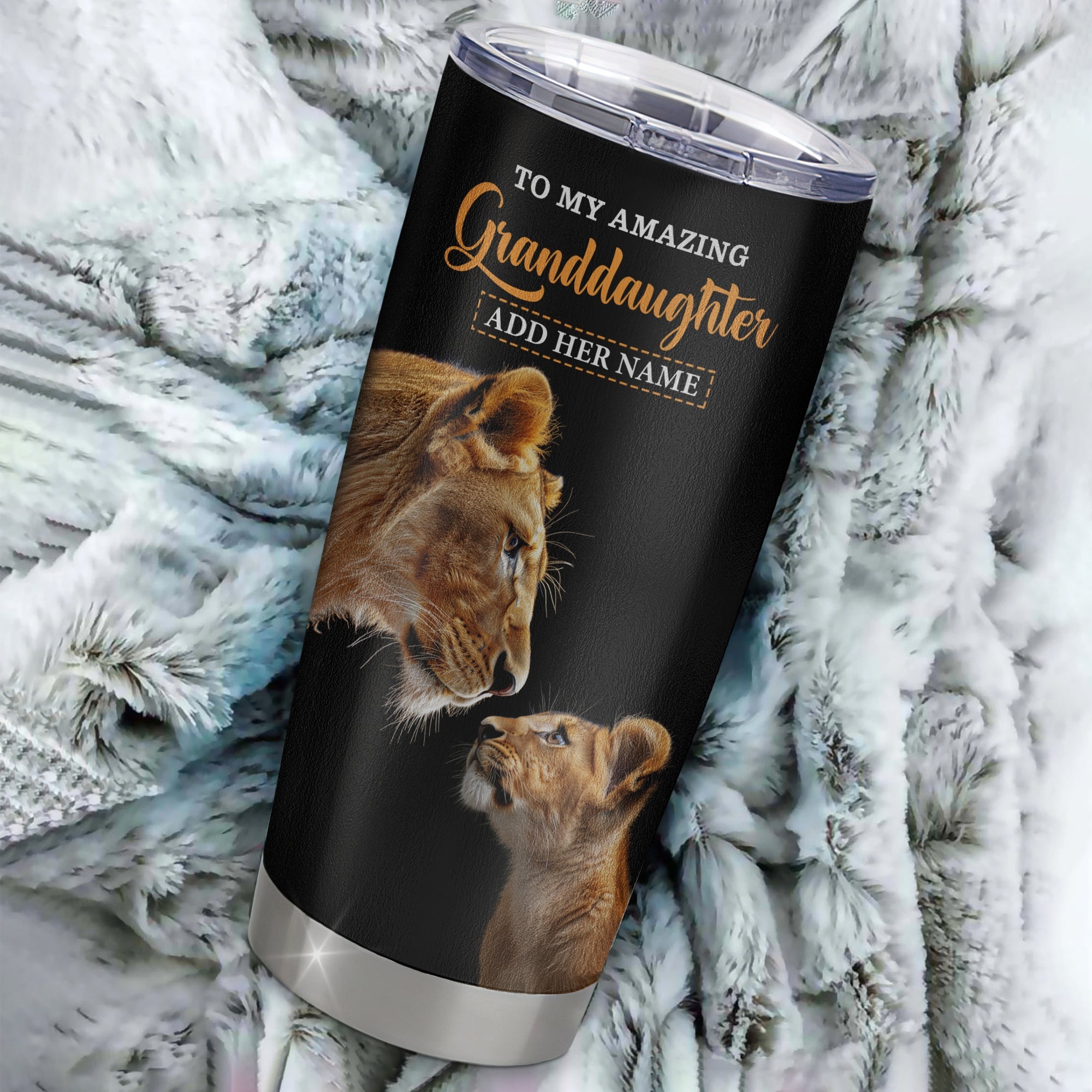 Personalized To My Amazing Granddaughter Tumbler From Grandma Lion It A Big Hug Granddaughter Birthday Gifts Graduation Christmas Custom Stainless Steel Travel Mug | siriusteestore