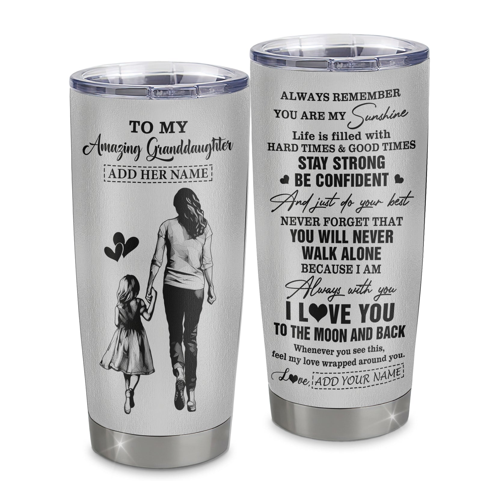 Personalized To My Amazing Granddaughter Tumbler From Grandma Woman It A Big Hug Granddaughter Birthday Gifts Graduation Christmas Custom Stainless Steel Travel Mug | siriusteestore