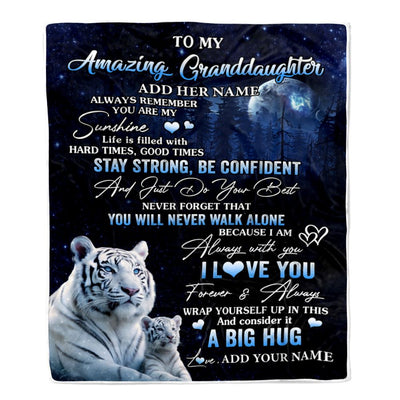 Personalized To My Amazing Granddaughter White Tiger Blanket From Grandma Grandpa My Sunshine Granddaughter Birthday Gifts Graduation Christmas Fleece Blanket | siriusteestore