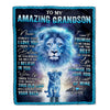 Personalized To My Amazing Grandson Blanket From Grandma Grandpa Lion Never Forget I Love You Birthday Graduation Christmas Customized Fleece Blanket | siriusteestore