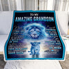 Personalized To My Amazing Grandson Blanket From Grandma Grandpa Lion Never Forget I Love You Birthday Graduation Christmas Customized Fleece Blanket | siriusteestore