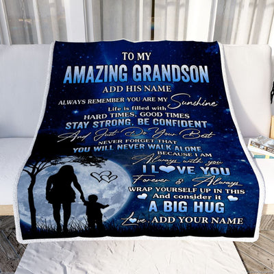 Personalized To My Amazing Grandson Blanket From Grandma My Sunshine Grandson Birthday Gifts Graduation Christmas Customized Fleece Throw Blanket | siriusteestore