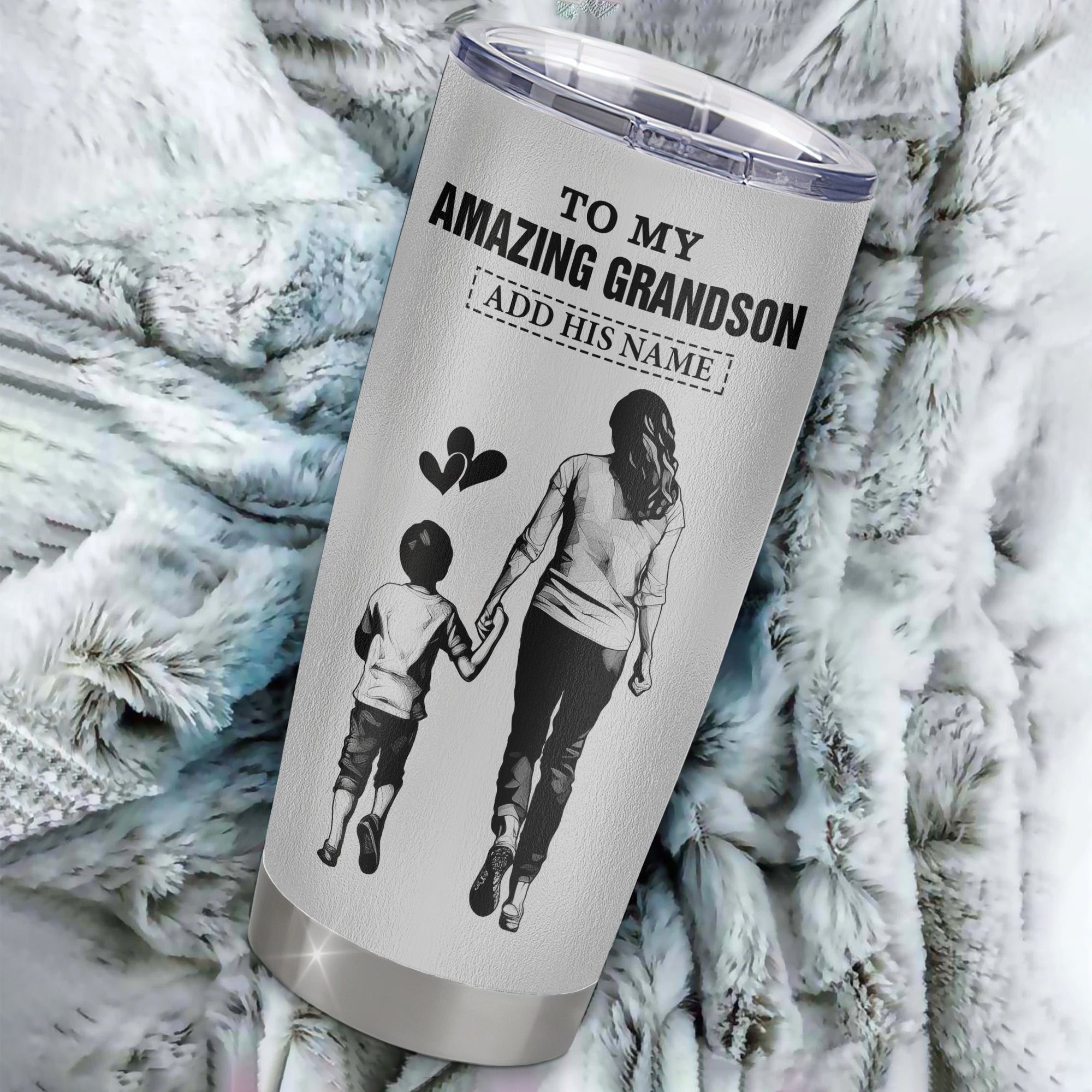 Personalized To My Amazing Grandson Tumbler From Grandma Gigi Woman It A Big Hug Grandson Birthday Gifts Graduation Christmas Custom Stainless Steel Travel Mug | siriusteestore
