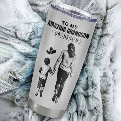 Personalized To My Amazing Grandson Tumbler From Grandma Gigi Woman It A Big Hug Grandson Birthday Gifts Graduation Christmas Custom Stainless Steel Travel Mug | siriusteestore