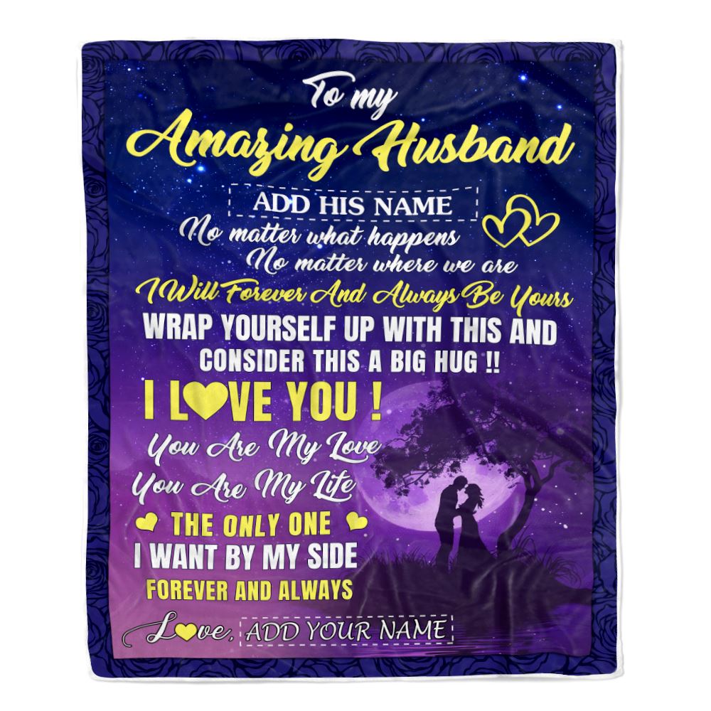 Personalized To My Amazing Husband Blanket Big Hug For Husband Birthday Anniversary Romantic Valentines Day Gifts For Him Christmas Customized Fleece Blanket | siriusteestore