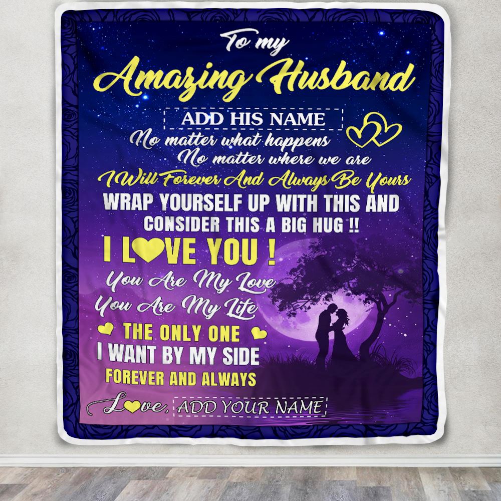 Personalized To My Amazing Husband Blanket Big Hug For Husband Birthday Anniversary Romantic Valentines Day Gifts For Him Christmas Customized Fleece Blanket | siriusteestore