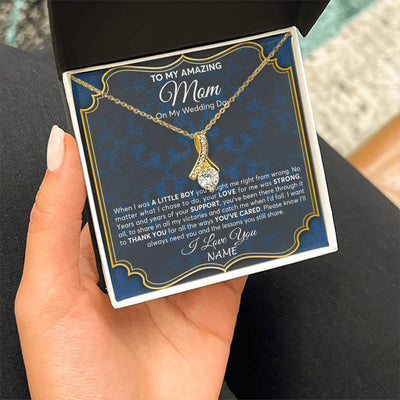 Alluring Beauty Necklace 18K Yellow Gold Finish | Personalized To My Amazing Mom Mother Of Groom From Son Necklace Wedding Gift For Mother When I Was A Little Boy Jewelry Customized Gift Box Message Card | siriusteestore