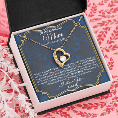 Forever Love Necklace 18K Yellow Gold Finish | Personalized To My Amazing Mom Mother Of Groom From Son Necklace Wedding Gift For Mother When I Was A Little Boy Jewelry Customized Gift Box Message Card | siriusteestore