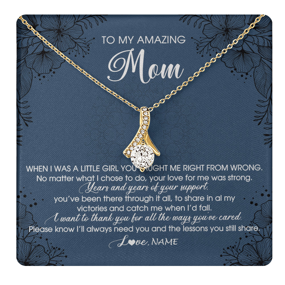 Alluring Beauty Necklace 18K Yellow Gold Finish | 1 | Personalized To My Amazing Mom Necklace From Daughter Daughter You Taught Me Right Mom Birthday Mothers Day Christmas Jewelry Gift Box Message Card | siriusteestore