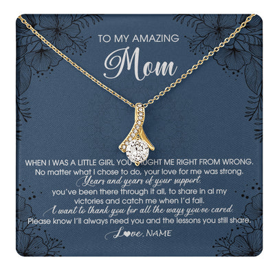 Alluring Beauty Necklace 18K Yellow Gold Finish | 1 | Personalized To My Amazing Mom Necklace From Daughter Daughter You Taught Me Right Mom Birthday Mothers Day Christmas Jewelry Gift Box Message Card | siriusteestore