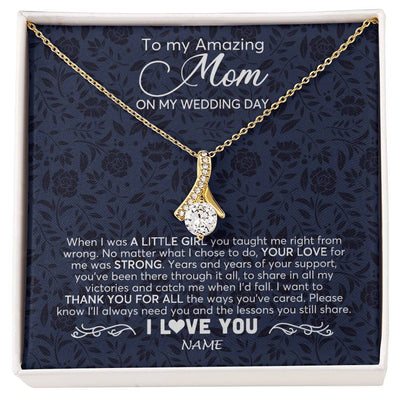Alluring Beauty Necklace 18K Yellow Gold Finish | 1 | Personalized To My Amazing Mom Necklace From Daughter On My Wedding Day When I Was A Little Girl Mother Of Brid Wedding Day Customized Gift Box Message Card | siriusteestore