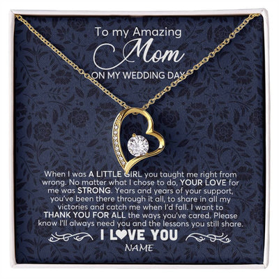 Forever Love Necklace 18K Yellow Gold Finish | 1 | Personalized To My Amazing Mom Necklace From Daughter On My Wedding Day When I Was A Little Girl Mother Of Brid Wedding Day Customized Gift Box Message Card | siriusteestore