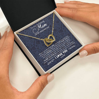 Interlocking Hearts Necklace 18K Yellow Gold Finish | 2 | Personalized To My Amazing Mom Necklace From Daughter On My Wedding Day When I Was A Little Girl Mother Of Brid Wedding Day Customized Gift Box Message Card | siriusteestore