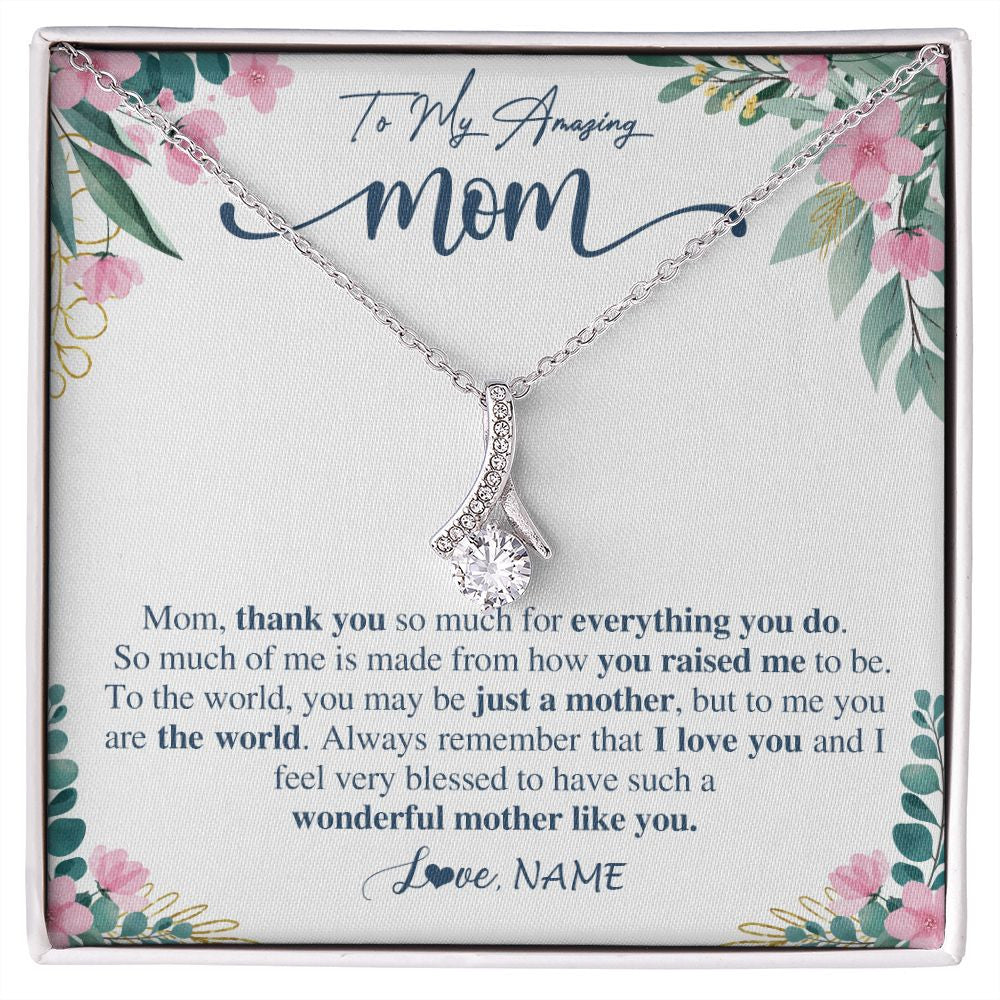 Alluring Beauty Necklace | Personalized To My Amazing Mom Necklace From Daughter Son Thank You For Everything You Do Mom Mothers Day Birthday Christmas Customized Gift Box Message Card | siriusteestore