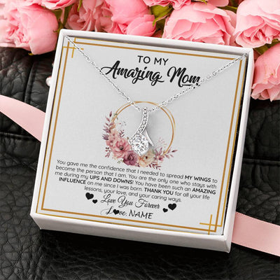 Alluring Beauty Necklace 14K White Gold Finish | 2 | Personalized To My Amazing Mom Necklace From Daughter Son You Gave Me The Confidence Mom Birthday Gifts Mothers Day Christmas Customized Gift Box Message Card | siriusteestore