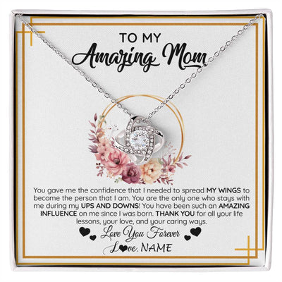 Love Knot Necklace 14K White Gold Finish | 1 | Personalized To My Amazing Mom Necklace From Daughter Son You Gave Me The Confidence Mom Birthday Gifts Mothers Day Christmas Customized Gift Box Message Card | siriusteestore