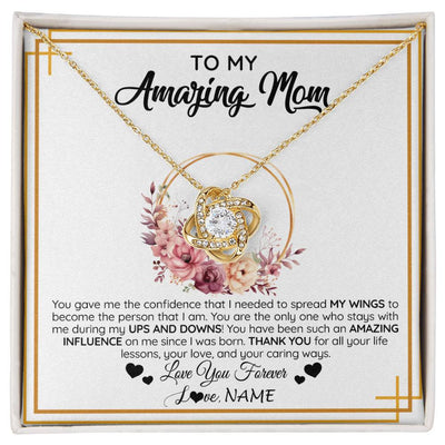 Love Knot Necklace 18K Yellow Gold Finish | 1 | Personalized To My Amazing Mom Necklace From Daughter Son You Gave Me The Confidence Mom Birthday Gifts Mothers Day Christmas Customized Gift Box Message Card | siriusteestore