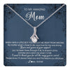 Alluring Beauty Necklace 14K White Gold Finish | 1 | Personalized To My Amazing Mom Necklace From Son You Taught Me Right Mom Birthday Mothers Day Christmas Pendant Jewelry Customized Box Message Card | siriusteestore