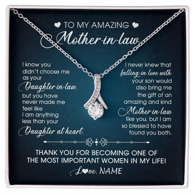 Alluring Beauty Necklace | Personalized To My Amazing Mother In Law Necklace From Daughter Amazing And Kind Mother In Law Birthday Christmas Jewelry Customized Gift Box Message Card | siriusteestore