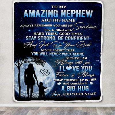 Personalized To My Amazing Nephew Blanket From Aunt Auntie My Sunshine Nephew Birthday Gifts Graduation Christmas Customized Fleece Throw Blanket | siriusteestore