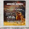 Personalized To My Amazing Nephew Blanket From Aunt Uncle Auntie Horse It A Big Hug Nephew Birthday Gifts Graduation Christmas Custom Fleece Throw Blanket | siriusteestore
