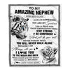 Personalized To My Amazing Nephew Blanket From Aunt Uncle Auntie White Tiger It A Big Hug Nephew Birthday Gifts Christmas Customized Fleece Throw Blanket | siriusteestore
