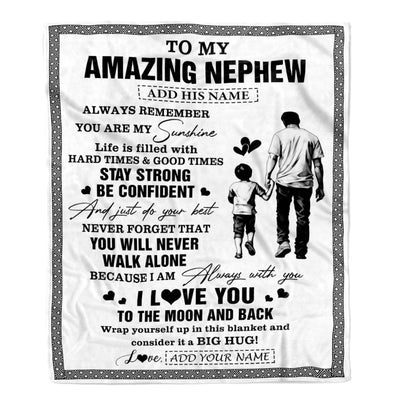Personalized To My Amazing Nephew Blanket From Uncle Man It A Big Hug Nephew Birthday Gifts Graduation Christmas Customized Fleece Throw Blanket | siriusteestore