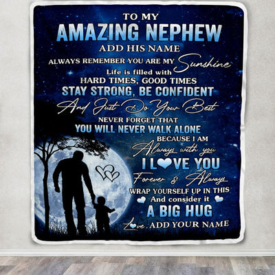 Personalized To My Amazing Nephew Blanket From Uncle My Sunshine Nephew Birthday Gifts Graduation Christmas Customized Fleece Throw Blanket | siriusteestore
