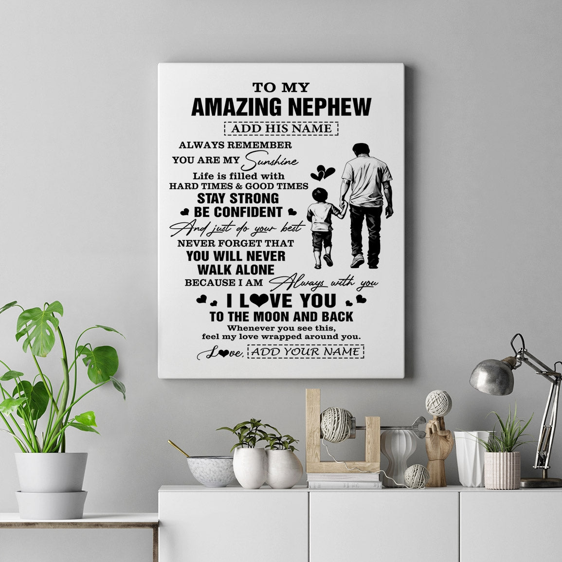 Personalized To My Amazing Nephew Canvas From Uncle Man It A Big Hug Nephew Birthday Gifts Graduation Christmas Custom Wall Art Framed Canvas | siriusteestore