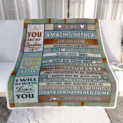 Personalized To My Amazing Nephew Gifts Blanket From Aunt Uncle Auntie Wood Your Dream Gifts For Nephew Birthday Gifts Graduation Christmas Fleece Blanket | siriusteestore