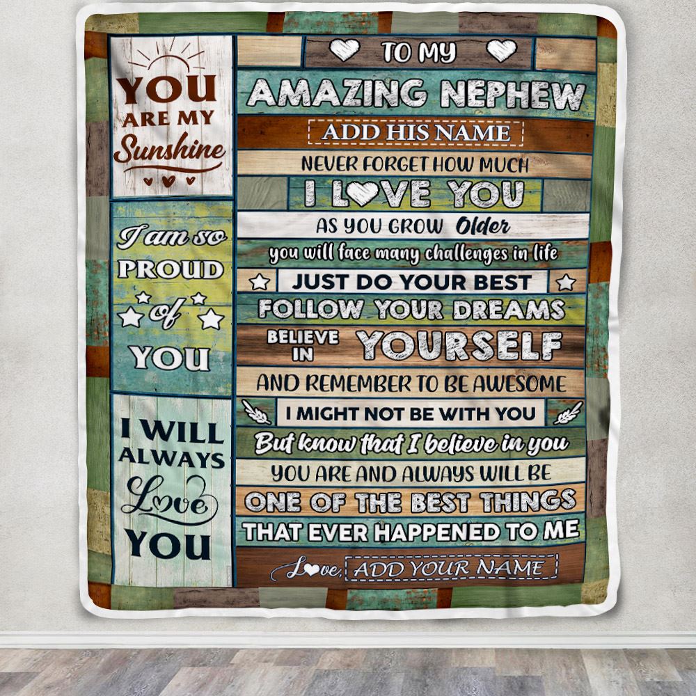 Personalized To My Amazing Nephew Gifts Blanket From Aunt Uncle Auntie Wood Your Dream Gifts For Nephew Birthday Gifts Graduation Christmas Fleece Blanket | siriusteestore