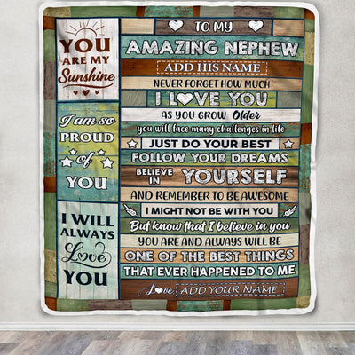 Personalized To My Amazing Nephew Gifts Blanket From Aunt Uncle Auntie Wood Your Dream Gifts For Nephew Birthday Gifts Graduation Christmas Fleece Blanket | siriusteestore