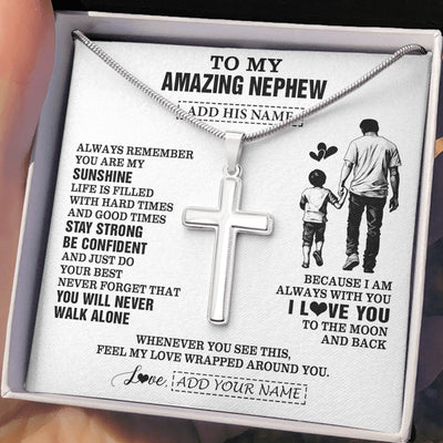 Stainless Cross Necklace Stainless Steel | 2 | Personalized To My Amazing Nephew Necklace From Uncle Man It A Big Hug Nephew Birthday Gifts Graduation Christmas Custom Gift Box Message Card | https://siriusteestore.