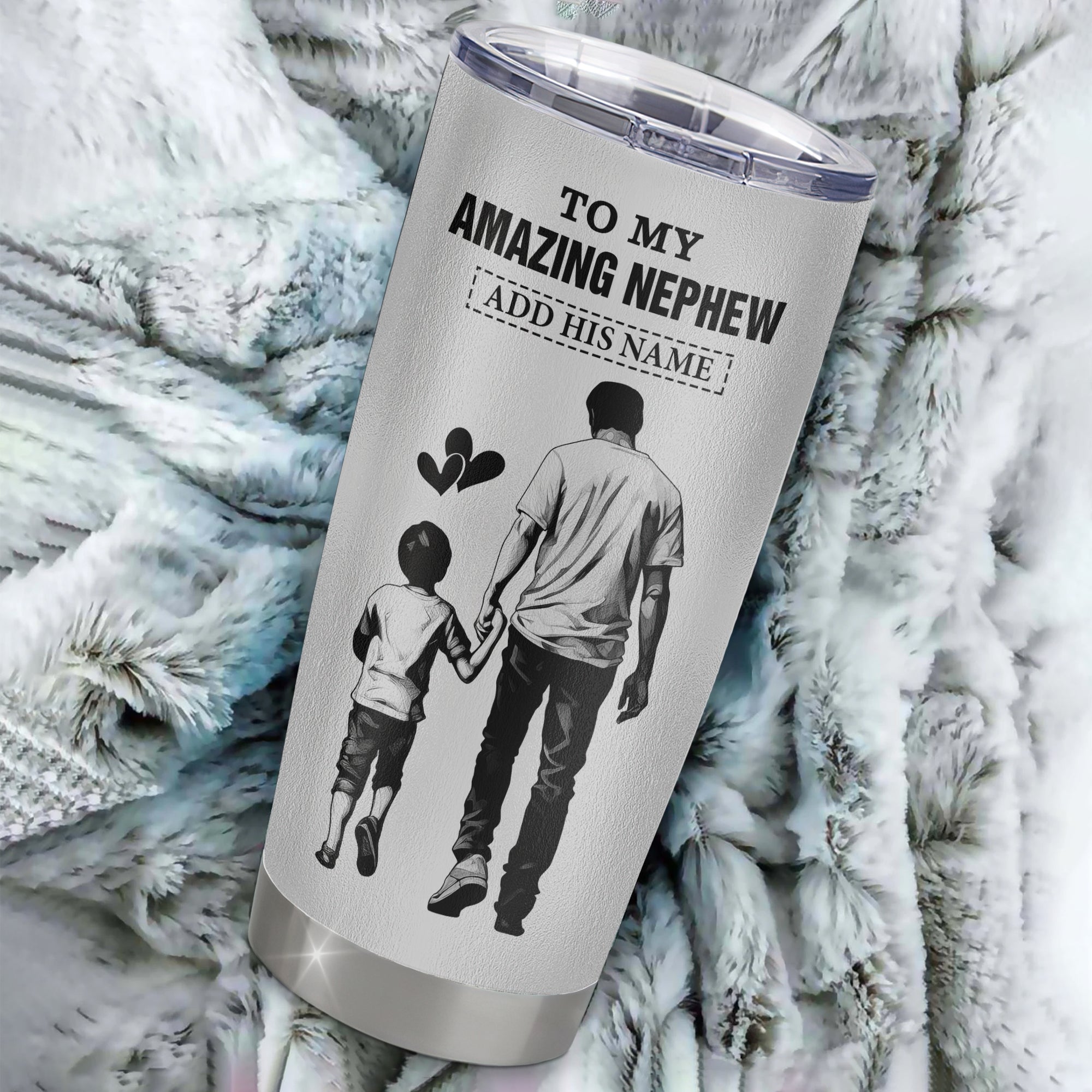 Personalized To My Amazing Nephew Tumbler From Uncle Man It A Big Hug Nephew Birthday Gifts Graduation Christmas Custom Stainless Steel Travel Mug | siriusteestore