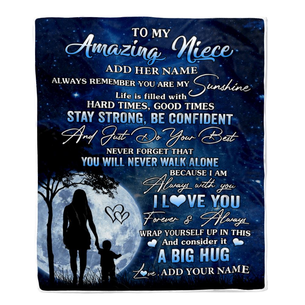 Personalized To My Amazing Niece Blanket From Aunt Auntie My Sunshine Niece Birthday Gifts Graduation Christmas Customized Fleece Throw Blanket | siriusteestore