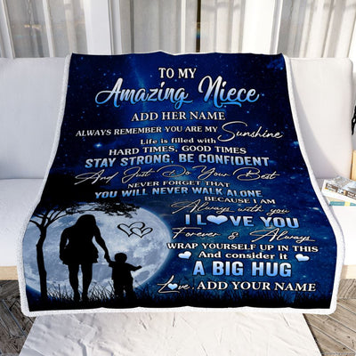 Personalized To My Amazing Niece Blanket From Aunt Auntie My Sunshine Niece Birthday Gifts Graduation Christmas Customized Fleece Throw Blanket | siriusteestore