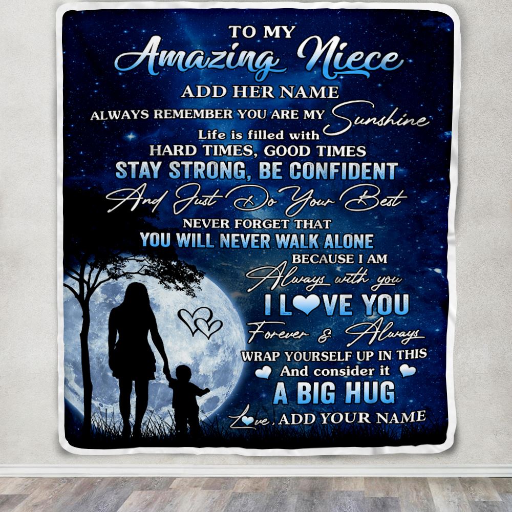 Personalized To My Amazing Niece Blanket From Aunt Auntie My Sunshine Niece Birthday Gifts Graduation Christmas Customized Fleece Throw Blanket | siriusteestore