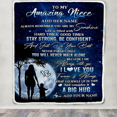 Personalized To My Amazing Niece Blanket From Aunt Auntie My Sunshine Niece Birthday Gifts Graduation Christmas Customized Fleece Throw Blanket | siriusteestore
