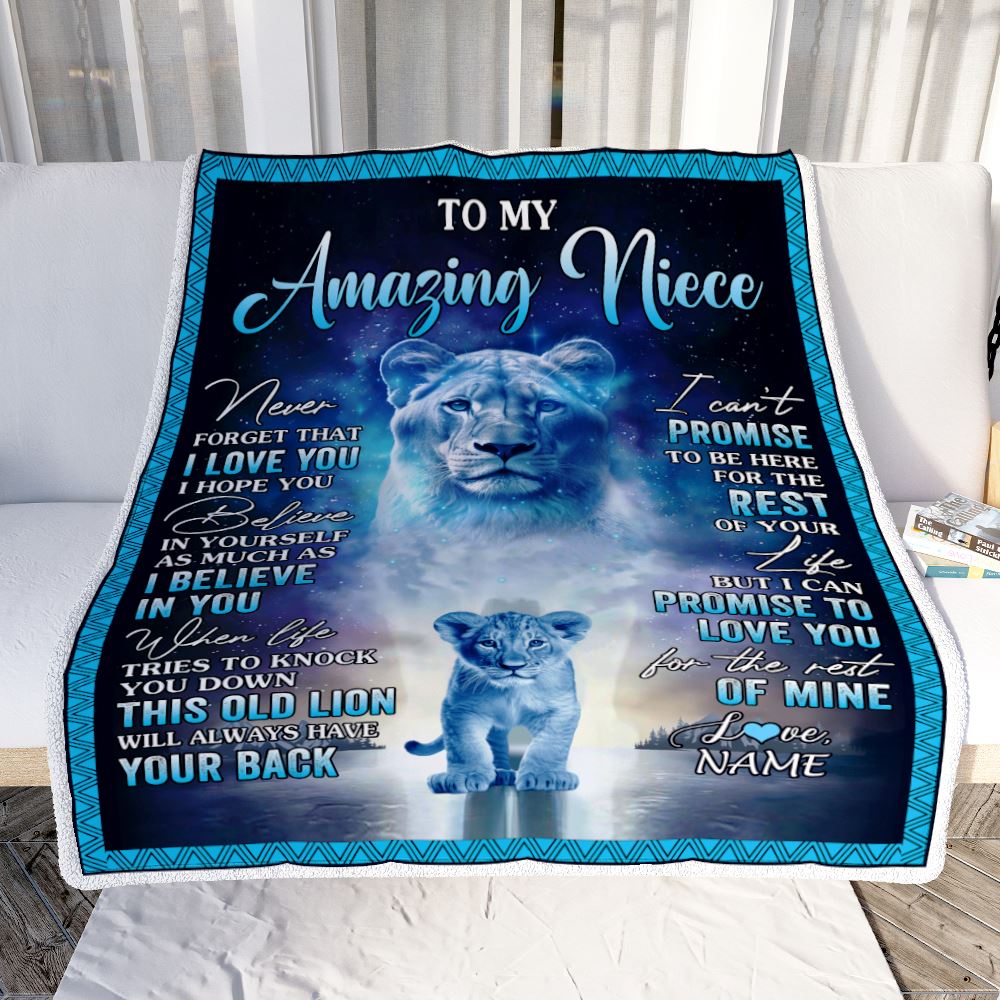 Personalized To My Amazing Niece Blanket From Aunt Lion Never Forget I Love You Niece Birthday Gift Graduation Christmas Customized Fleece Throw Blanket | siriusteestore