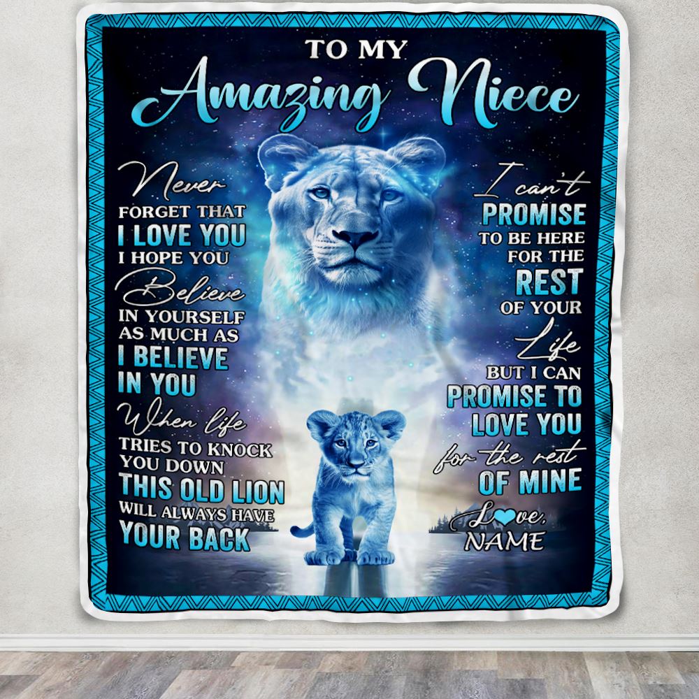Personalized To My Amazing Niece Blanket From Aunt Lion Never Forget I Love You Niece Birthday Gift Graduation Christmas Customized Fleece Throw Blanket | siriusteestore