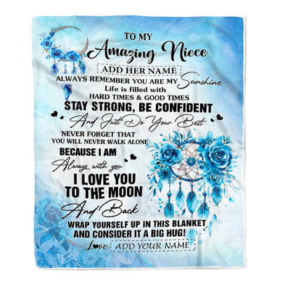 Personalized To My Amazing Niece Blanket From Aunt Uncle Auntie Dream Catcher It A Big Hug Niece Birthday Gifts Graduation Christmas Customized Fleece Blanket | siriusteestore
