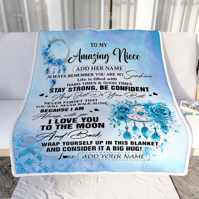 Personalized To My Amazing Niece Blanket From Aunt Uncle Auntie Dream Catcher It A Big Hug Niece Birthday Gifts Graduation Christmas Customized Fleece Blanket | siriusteestore