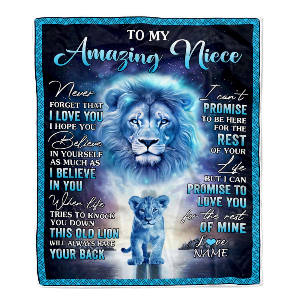 Personalized To My Amazing Niece Blanket From Uncle Lion Never Forget I Love You Niece Birthday Gift Graduation Christmas Customized Fleece Throw Blanket | siriusteestore