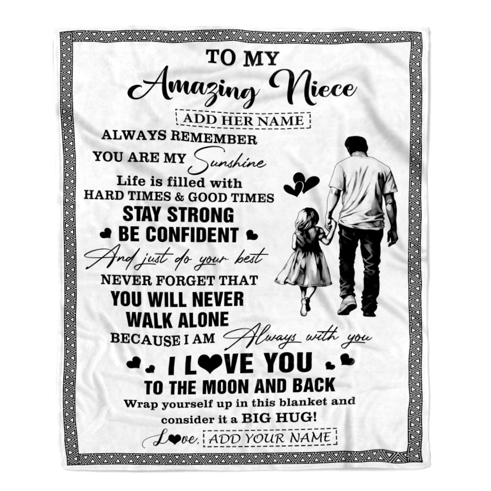 Personalized To My Amazing Niece Blanket From Uncle Man It A Big Hug Niece Birthday Gifts Graduation Christmas Customized Fleece Throw Blanket | siriusteestore