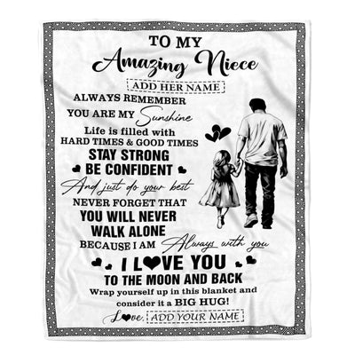 Personalized To My Amazing Niece Blanket From Uncle Man It A Big Hug Niece Birthday Gifts Graduation Christmas Customized Fleece Throw Blanket | siriusteestore