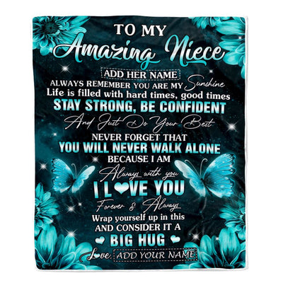 Personalized To My Amazing Niece Butterfly Blanket From Aunt Uncle Auntie My Sunshine Niece Birthday Gifts Graduation Christmas Customized Fleece Blanket | siriusteestore