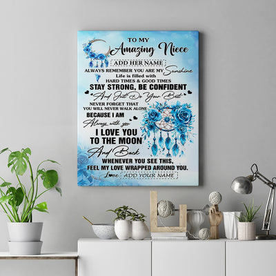 Personalized To My Amazing Niece Canvas From Aunt Uncle Auntie Dream Catcher It A Big Hug Niece Birthday Gifts Graduation Christmas Customized Wall Art Framed Canvas | siriusteestore